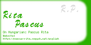 rita pascus business card